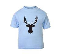 Simple Stag Head Animal Lover Short Sleeve Cotton Toddler t Shirt, 3-4 Years, Pastel Blue