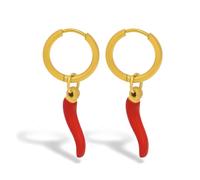 Simple Stainless Steel Hoop Earrings for Women Creative Enamel Red Chili Pepper Charm Gold Jewelry Waterproof