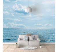Simple Stereo Blue Sky White Clouds Sea Modern 3D Wallpaper Premium Textured Silk Neutral Tones Material Ideal for Living Room Bedroom-300cm×210cm