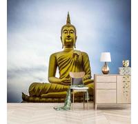 Simple Stereo Golden Buddha Statue Art 3D Wallpaper Easy Install Feature Office Living Room Sofa Bedroom TV Background Wall Decoration-250cm×170cm