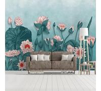 Simple Stereo Pink Lotus Lotus Leaf Modern 3D Wallpaper Premium Textured Silk Neutral Tones Material Ideal for Living Room Bedroom-150cm×105cm