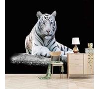 Simple Stereo White Animal Tiger 3D Wallpaper Easy Install Feature Office Living Room Sofa Bedroom TV Background Wall Decoration-430cm×300cm