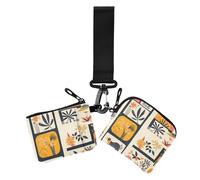 Simple Stick Figure Of Tropical Plants Dual Coin Purse Credit Card Holder Wallet Small Detachable Zipper Coin Purse Wallet with Wristlet Strap for Women 2 Packs, Simple stick figure of tropical plants