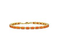 Bling Jewelry Simple Strand Mexican Orange Created Opal Tennis Bracelet for Women Yellow Plated .925 Sterling Silver October Birthstone 7-7.5 Inch