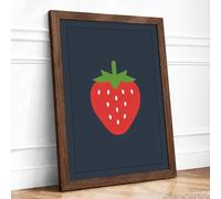 Simple Strawberry Minimalist Framed Wall Art Print A2 Walnut