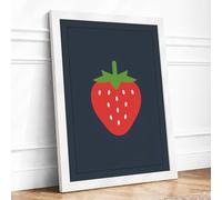 Simple Strawberry Minimalist Framed Wall Art Print A3 (42×29.7cm) White, Wall Decor for Living Room, Bedroom, Office & Home, Ready to Hang, Art Gift