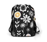Simple Strokes of Flowers Sports Drawstring Backpack,Packsack with Shoe Compartment And Wet Proof Pocket for Youth
