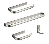 Simple Style Nickel Brushed Toilet Set Combination Towel Rack Toilet Paper Rack Coat Hook 4-in-1, Brushed Color 4-Piece Set