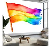 Simple Style Wall Mural 250 x 175 cm Photo Wallpaper, Watercolor Rainbow Stripes Non-Woven Wall Mural Poster Modern Design for Living Room Bedroom Children's Room Corridor Decoration