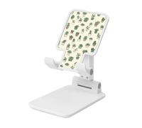 Simple Succulents On Cream Tiled Pattern Foldable Cell Phone Stand Adjustable Angle Height Desktop Portable Cellphone Cradle Compatible With All Smartphone White-Style