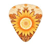 Simple SunflowersGuitar Picks, 12-Piece Pattern Set, Three Different Thicknesses for Acoustic Electric Guitar and Other Instruments
