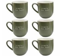 Simple The Best - Humorous Ceramic Mug Set 6 with Fun Engraved Phrases, Perfect for Gifting Birthdays, The Office, and Amusing Wishes for Friends. Green 12oz/360ml