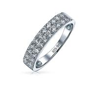 Simple Thin Round Cubic Zirconia AAA CZ Stackable Eternity Anniversary Wedding Band Ring For Women .925 Sterling Silver