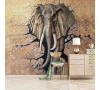 Simple Three Dimensional Animal Elephant Sculpture 3D Wallpaper Easy Install Feature Office Living Room Sofa Bedroom TV Background Wall Decoration-400cm×280cm