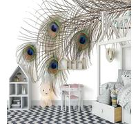 Simple Three Dimensional Animal Peacock Feathers 3D Wallpaper Luxury Home Dining Decor Paste Sofa Living Room The Wall for Bedroom Mural-200cm×140cm