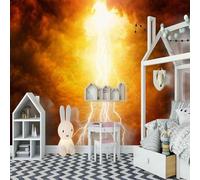 Simple Three Dimensional Dark Clouds Lightning Creative 3D Wallpaper Textured Silk Easy Install Living Room Sofa Bedroom Dining Room Home Decoration Wall-430cm×300cm