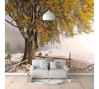 Simple Three Dimensional Green Tree Snow Scene 3D Wallpaper Premium Textured Silk Study Dining Living Room Bedroom Sofa TV Wall Easy Install-430cm×300cm