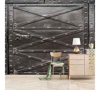 Simple Three Dimensional Grey Iron Door Art 3D Wallpaper Easy Install Feature Office Living Room Sofa Bedroom TV Background Wall Decoration-300cm×210cm