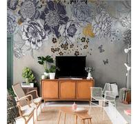 Simple Three Dimensional Hand Drawn Black and White Flowers Butterflies 3D Wallpaper Premium Textured Silk Study Dining Living Room Bedroom Sofa TV Wall Easy Install-300cm×210cm