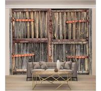 Simple Three Dimensional Old Wooden Door Art 3D Wallpaper Luxury Home Dining Decor Paste Sofa Living Room The Wall for Bedroom Mural-200cm×140cm