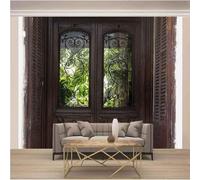 Simple Three Dimensional Vintage Wooden Door Art 3D Wallpaper Textured Silk Easy Install Living Room Sofa Bedroom Dining Room Home Decoration Wall-350cm×256cm
