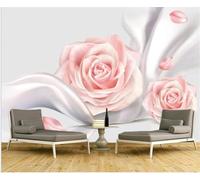 Simple Three Dimensional Warm and Beautiful Pink Roses 3D Wallpaper Easy Install Feature Office Living Room Sofa Bedroom TV Background Wall Decoration-200cm×140cm