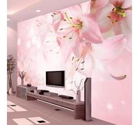 Simple Three Dimensional Warm Pink Lily of The Valley 3D Wallpaper Textured Silk Easy Install Living Room Sofa Bedroom Dining Room Home Decoration Wall-200cm×140cm