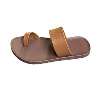 Simple Toe Ring Slide Sandals Minimalist Flip Flops for Home Outdoor Daily Wear Comfortable Lightweight Flexible Durable Slip-on Wide Fit Soft Sole Breathable Sturdy Ergonomic Versatile Brown