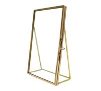Simple Transparent Handmade Pressed Flower Frame 10 x 15 cm Brass Floating Photo Frame for Memories Clover Dried Flowers Small Artwork Painting Office Home Table