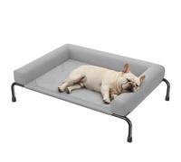 Simple Trending Elevated Dog Bed for Medium Dogs, Cooling Raised Dog Cot with Bolsters, Breathable Pet Bed for Outdoor, 36.5" x 23.5", Grey