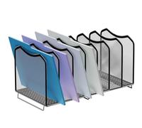 Simple Trending Mesh Desktop File Sorter Organizer, 7-Section Bookshelf for Desk Home Office, Black