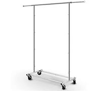 Simple Trending Standard Rod Clothing Garment Rack, Rolling Clothes Organizer on Wheels for Hanging Clothes, Chrome
