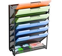 Simple Trending Wall File Organizer, Mesh 7-Tier Vertical Hanging File Holder, Desktop Metal Files Rack for Office and Home, Black