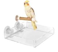 Simple Two-Way Cleaning Bird Shower Perch with Poop Tray Suction Cup Stand | Parakeet Bath Perch Simple Two-Way Cleaning for Cage Mirror Bathroom Car Travel Parakeet Cockatiel Conure Lovebirds