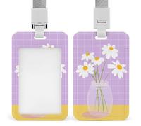 Simple Vase with White Daisy Flowers ID Badge Holder Retractable Clip Card Holder Card Protector Name Badge Name Tag for Work Office Doctor Nurse
