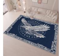 Simple Viking Runes Eagles Area Rug 120 x 180 cm Washable Floor Rugs Doormat Living Room Home Decor, Soft and Plush Carpets Area Mats for Kids Boys Girls Bedroom Navy Blue