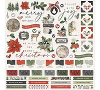 Simple Vintage Rustic Christmas Cardstock Stickers 12"X12"-Combo