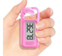Simple Walking 3D Pedometer, Portable Carabiner Step Counter, Steps Tracker with Neck Lanyard for Seniors Men Women (PInk)