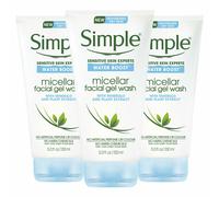 Simple Water Boost Micellar Facial Gel Wash for Dry Skin 150ml pk of 3