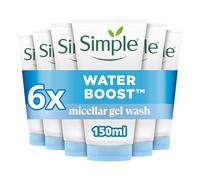 Simple Water Boost Micellar Gel Face Wash - 100% Soap-Free Face Cleanser, deeply hydrates dry & sensitive skin for a revitalised & dewy complexion 6x 150 ml