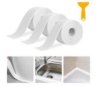 Simple Waterproof Seal Tape for Bathroom Sealant Strip Self Adhesive for Kitchen Sinks, Bathtub, Worktop Edging - White, 3.8cm x 3.2m, 3 Rolls