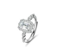 Simple Wedding Band, Anillo para Mujer with 1ct Square Shape Moissanite Silver 14K White Gold Size K 1/2