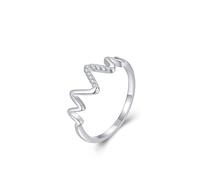Simple Wedding Band, Diamond Band Unique Wave Silver with Round Shape Diamond Pt950 Size J 1/2