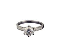 Simple Wedding Band, Eternity Ring for Women 6 Prongs with 2ct Moissanite 18K White Gold Size T 1/2