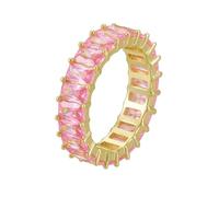 Simple Wedding Band, Women Wedding Rings Rectangular with Rectangular Shape Lab Created Pink Sapphire 18K Yellow Gold Size L 1/2