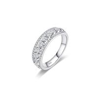 Simple Wedding Ring Sterling Silver Wedding Band S925 3.5mm Cubic-Zirconia Zircon Geometric Hollow Design Size L 1/2 Gifts for Ladies Mother Modern