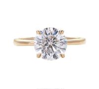 Simple Wedding Ring Unique Moissanite Rings for Women Yellow 9K Gold Solitaire with 4 Claws Round Moissanite 1Ct Size R 1/2 Fashion for Ladies Wedding Jewelry