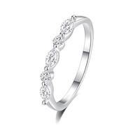 Simple Wedding Ring, Wedding Rings for Women Dainty and Marquise Shape Lab Created Diamond 9K White Gold Size K 1/2