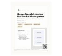 Simple Weekly Learning Routine for Kindergarten: Printable, Screen-Free Activities for Numbers, Tracing, and Letters (Month 1)