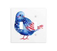 Simple Whimsical Dove Patriotic Watercolor Double Gang Toggle Light Cover Wall Plate Switch Decor Standard Size - 11.4x11.4cm